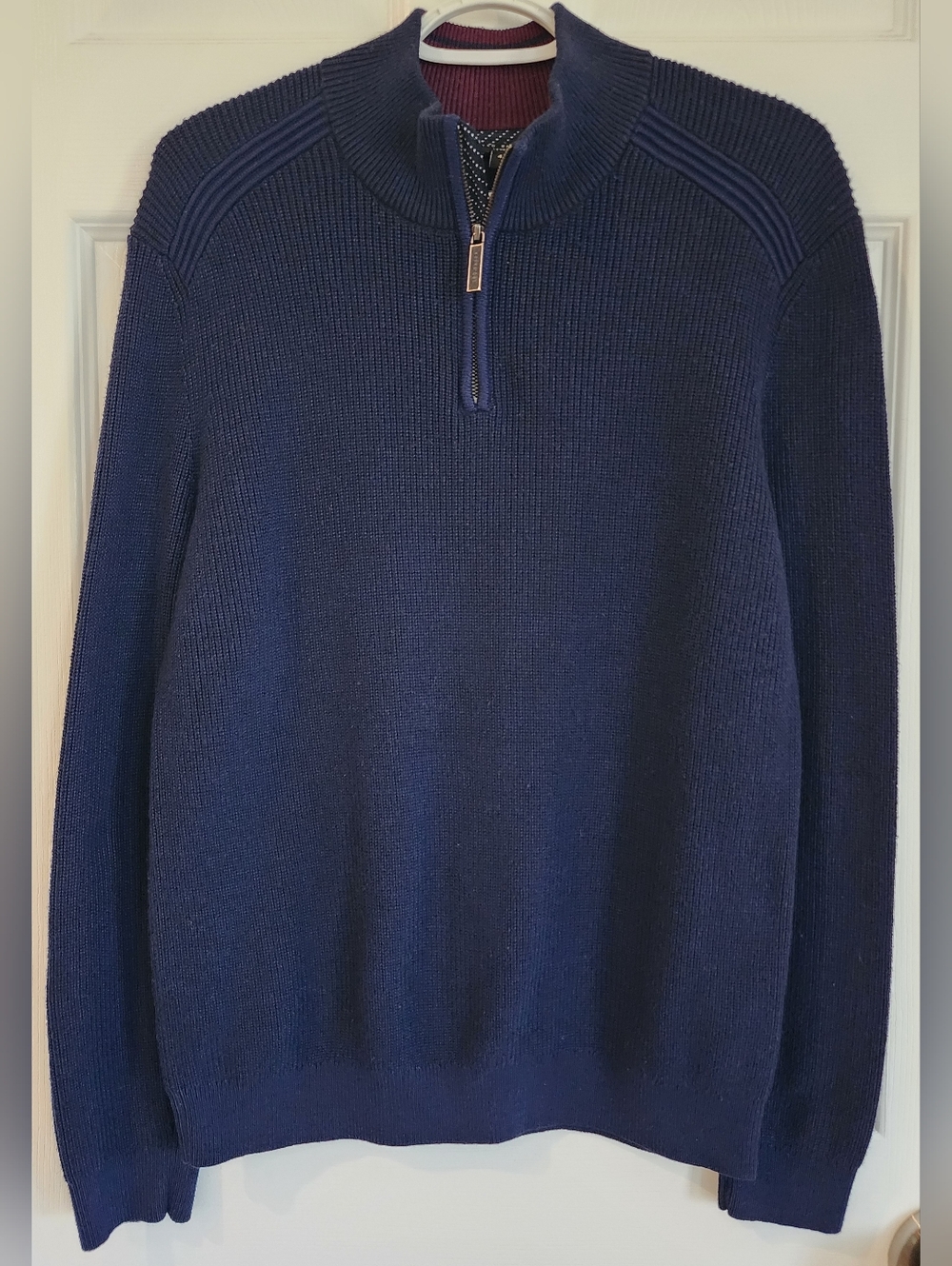 Ted Baker London Navy Blue Sweater Mock Neck Pullover Quarter Zip Men's 4